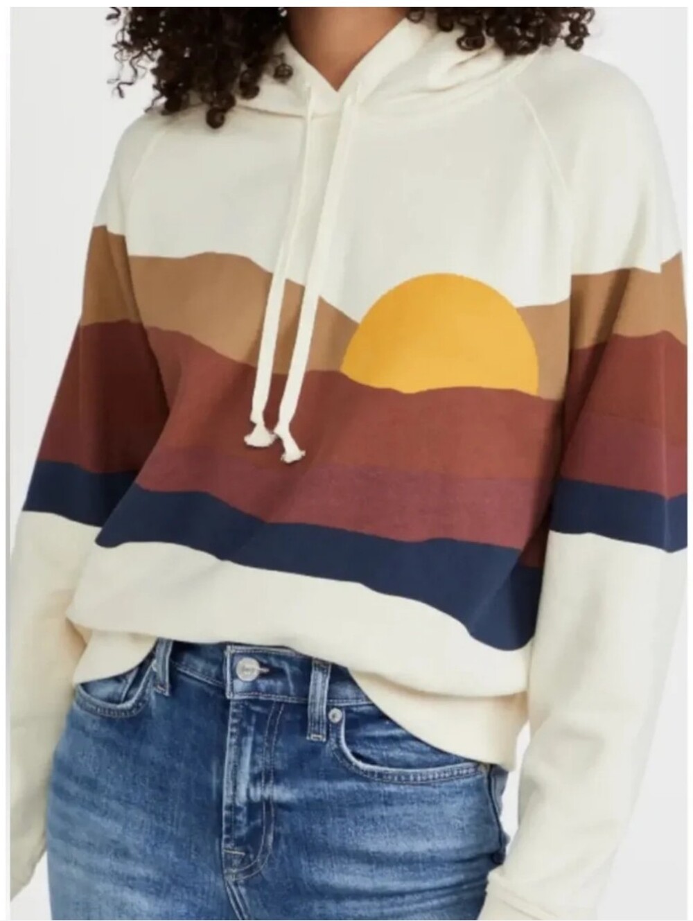 Faherty Soleil Printed Mountain Sunset Sweatshirt Hoodie M